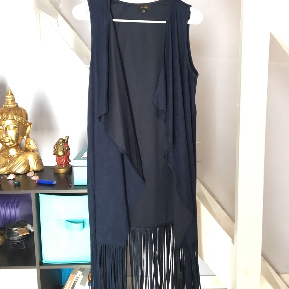 Fringe suede oversized vest